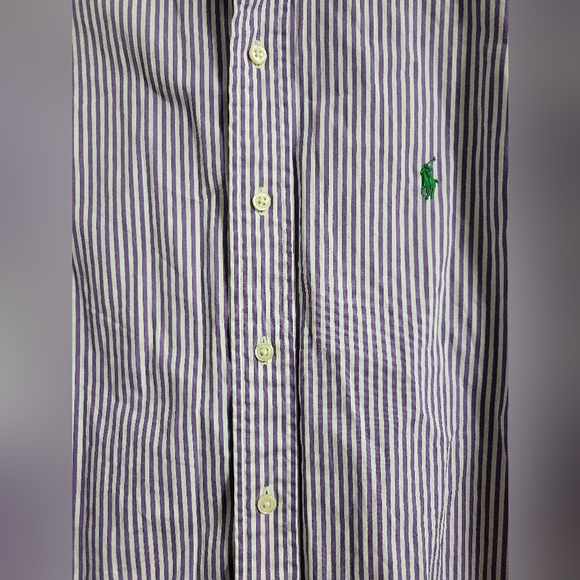 Ralph Lauren Mens Crested Button Up Striped Shirt - Size L - Picture 8 of 8